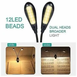 Lampe De Lecture/pupitre De Musique Rechargeable à 12 LED, Lampe De Lecture à Clipser Dans Le Lit, Double Protection Des Yeux -EUROPALAMP Soldes Magasin 91406977 3