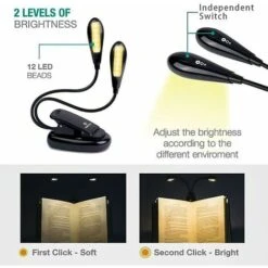 Lampe De Lecture/pupitre De Musique Rechargeable à 12 LED, Lampe De Lecture à Clipser Dans Le Lit, Double Protection Des Yeux -EUROPALAMP Soldes Magasin 91406977 4