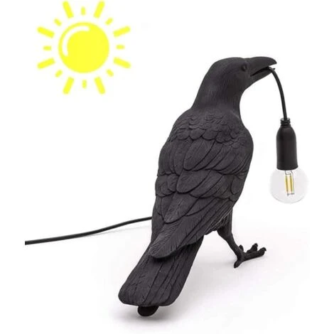 Lampe Créative Lampe Murale Corbeau Lampe De Table Mobile En Résine Oiseau Lampe à économie D'énergie Scandinave Noire 2 Lampe Créative Lampe Murale Corbeau Lampe De Table Mobile En Résine Oiseau Lampe à économie D'énergie Scandinave Noire – Image 2