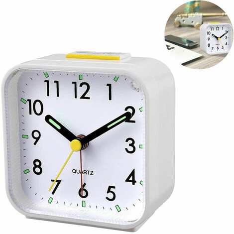 Réveil Analogique Silencieux Sans Tictac, Réveil En Douceur, Bips Sonores, Augmentation Du Volume, Fonctions De Répétition Et D'éclairage à Piles, Réglage Facile, Blanc 2 Réveil Analogique Silencieux Sans Tictac, Réveil En Douceur, Bips Sonores, Augmentation Du Volume, Fonctions De Répétition Et D'éclairage à Piles, Réglage Facile, Blanc – Image 2