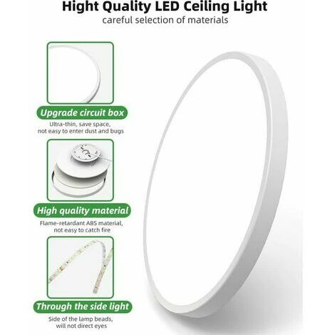 20W LED Plafonnier Salle De Bain Lumière Blanche Lumière étanche Plafonnier Pour Salle De Bain Chambre Cuisine Balcon Ø232cm 2 20W LED Plafonnier Salle De Bain Lumière Blanche Lumière étanche Plafonnier Pour Salle De Bain Chambre Cuisine Balcon Ø232cm – Image 2