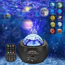 FlkwoH Projecteur Ciel Etoile Noel Veilleuse Enfants LED étoile Projection Lampe Projecteur Galaxie Avec Télécommande Minuterie Enceinte Musicale Lecteur Pour Noël Fête New Year Anniversaire Chambre
