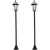 OUTSUNNY Lot De 2 Luminaires Extérieurs Solaires Lampadaires Lanternes Classiques LED 15 Lm Ø 18,5 X 129H Cm Noir
