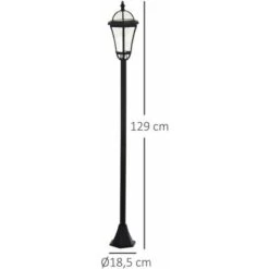 OUTSUNNY Lot De 2 Luminaires Extérieurs Solaires Lampadaires Lanternes Classiques LED 15 Lm Ø 18,5 X 129H Cm Noir -EUROPALAMP Soldes Magasin 92482952 3