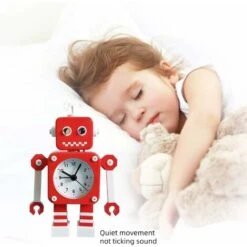 Blue Dream Rouge Blanc Réveil Robot, Réveil Silencieux En Métal Inoxydable Avec Yeux Lumineux Clignotants Et Bras Rotatif, Cadeau Pour Enfants -EUROPALAMP Soldes Magasin 92845869 4
