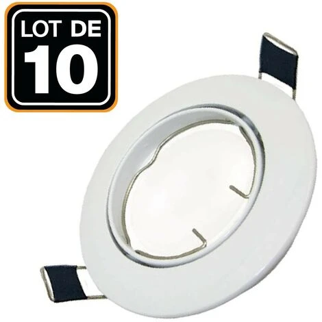 EUROPALAMP 10 Collerettes Supports Encastrables Orientables Spot LED Rond Blanc - Diametre 90mm - Trou De Perçage 65mm 1 EUROPALAMP 10 Collerettes Supports Encastrables Orientables Spot LED Rond Blanc - Diametre 90mm - Trou De Perçage 65mm