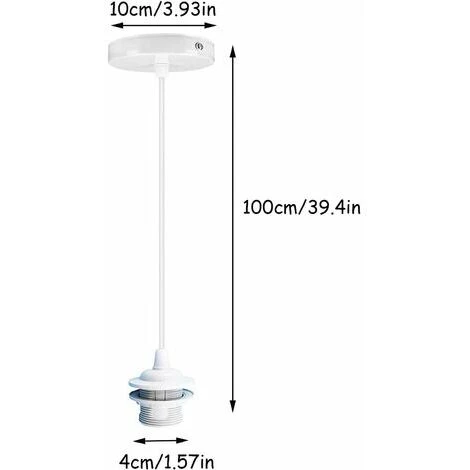 E27 Porte Lampe Suspension, E27 Pendentif Lampes Suspendues Accessoires, E27 Lampe Suspendue Accessoires Avec 1M Cable, Pour Bar, Café, Magasin De Vêtements, Maison, Htel (Blanc) 5 E27 Porte Lampe Suspension, E27 Pendentif Lampes Suspendues Accessoires, E27 Lampe Suspendue Accessoires Avec 1M Cable, Pour Bar, Café, Magasin De Vêtements, Maison, Htel (Blanc) – Image 5
