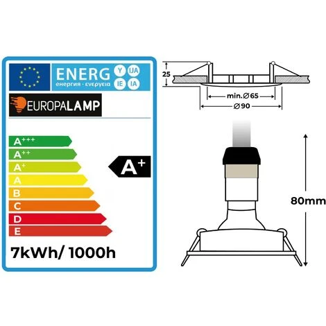 EUROPALAMP 10 Spots Encastrable Orientable BLANC Avec GU10 LED De 7W Eqv. 56W Blanc Chaud 2700K 3 EUROPALAMP 10 Spots Encastrable Orientable BLANC Avec GU10 LED De 7W Eqv. 56W Blanc Chaud 2700K – Image 3
