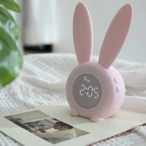Réveil Pour Enfants - Lapin Mignon - Réveil Créatif - Lampe De Chevet - Fonction Snooze - Chronométré 1 Réveil Pour Enfants - Lapin Mignon - Réveil Créatif - Lampe De Chevet - Fonction Snooze - Chronométré