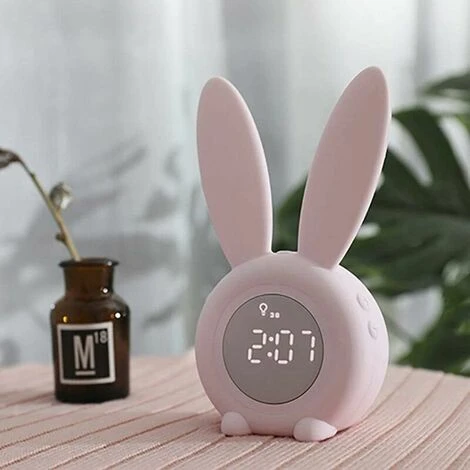 Réveil Pour Enfants - Lapin Mignon - Réveil Créatif - Lampe De Chevet - Fonction Snooze - Chronométré 2 Réveil Pour Enfants - Lapin Mignon - Réveil Créatif - Lampe De Chevet - Fonction Snooze - Chronométré – Image 2