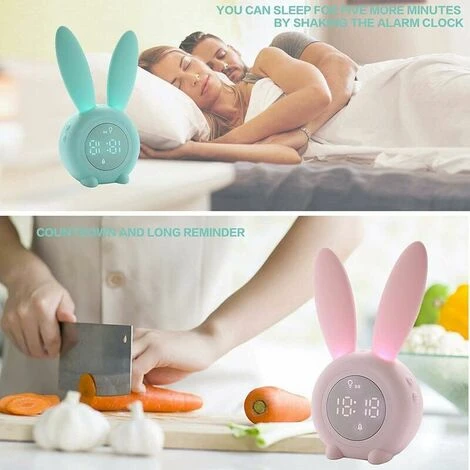 Réveil Pour Enfants - Lapin Mignon - Réveil Créatif - Lampe De Chevet - Fonction Snooze - Chronométré 5 Réveil Pour Enfants - Lapin Mignon - Réveil Créatif - Lampe De Chevet - Fonction Snooze - Chronométré – Image 5
