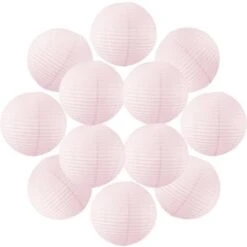 12x Lanterne Papier 50 Cm Rose Pale - Suspension Boule Papier 50 Cm Type Lanterne Japonaise Pour Decoration Mariage - 12 Pièces - Le Must De La Gamme De Lampions Papier - Notice En Français.