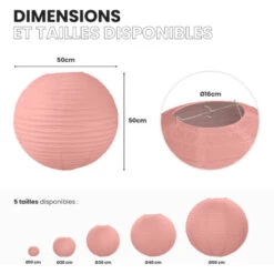 12x Lanterne Papier 50 Cm Rose Pale - Suspension Boule Papier 50 Cm Type Lanterne Japonaise Pour Decoration Mariage - 12 Pièces - Le Must De La Gamme De Lampions Papier - Notice En Français. -EUROPALAMP Soldes Magasin 94917818 3