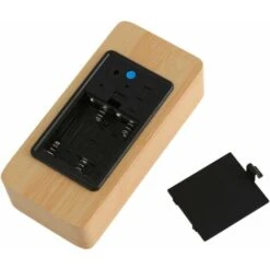 Horloge Numérique En Bois Multifonctionnel LED Réveil Commande Vocale Adapté à La Maison Lumière Blanche En Bois De Bambou -EUROPALAMP Soldes Magasin 94926749 5