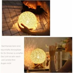 Veilleuse LED, Lampe De Chevet, Lampe D'Ambiance De Chambre En Rotin Et Bois, USB Rechargeable -EUROPALAMP Soldes Magasin 94926850 4