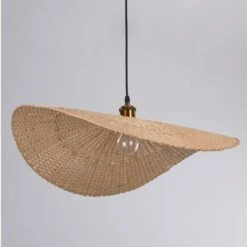 Lustre En Bambou De Style Chinois Chapeau De Paille Lampes Suspendues Rétro Créatif Rotin Pendentif Lumières E27 Support De Lampe Pour Salon Balcon Café Hôtel--40cm -EUROPALAMP Soldes Magasin 95024533 5