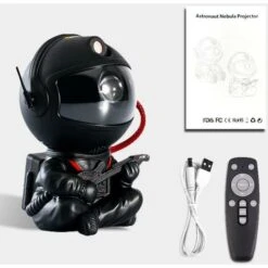 Astronaut Galaxy Projector Light, Projecteur D'étoile D'astronaute Avec Télécommande Et Luminosité Réglable(15 Types), Rotation à 360 ° , Pour Décoration Et Cadeau Pour Enfants (Noir)