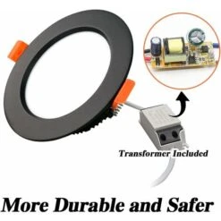 Spot Led Encastrable Noir Extra Plat, 2 Pack 7W 700LM = 70W Incandescence, IP44, 3000K Blanc Chaud, AC 220-240V,Découpe 80-90mm,Rond Ultraslim Plafond Encastré Pour Salle De Bain,Cuisine,Salon [Classe 7 Spot Led Encastrable Noir Extra Plat, 2 Pack 7W 700LM = 70W Incandescence, IP44, 3000K Blanc Chaud, AC 220-240V,Découpe 80-90mm,Rond Ultraslim Plafond Encastré Pour Salle De Bain,Cuisine,Salon [Classe -EUROPALAMP Soldes Magasin 95074382 3