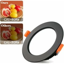 Spot Led Encastrable Noir Extra Plat, 2 Pack 7W 700LM = 70W Incandescence, IP44, 3000K Blanc Chaud, AC 220-240V,Découpe 80-90mm,Rond Ultraslim Plafond Encastré Pour Salle De Bain,Cuisine,Salon [Classe 8 Spot Led Encastrable Noir Extra Plat, 2 Pack 7W 700LM = 70W Incandescence, IP44, 3000K Blanc Chaud, AC 220-240V,Découpe 80-90mm,Rond Ultraslim Plafond Encastré Pour Salle De Bain,Cuisine,Salon [Classe -EUROPALAMP Soldes Magasin 95074382 4