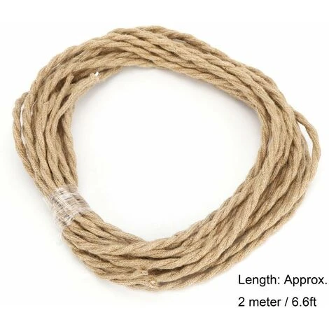 Cable électrique Vintage Chanvre Corde Torsadée Paire Fil électrique Cordon Cable Bricolage Accessoires Pour Lustre Lumière(2 Meters / 6.6ft) 3 Cable électrique Vintage Chanvre Corde Torsadée Paire Fil électrique Cordon Cable Bricolage Accessoires Pour Lustre Lumière(2 Meters / 6.6ft) – Image 3