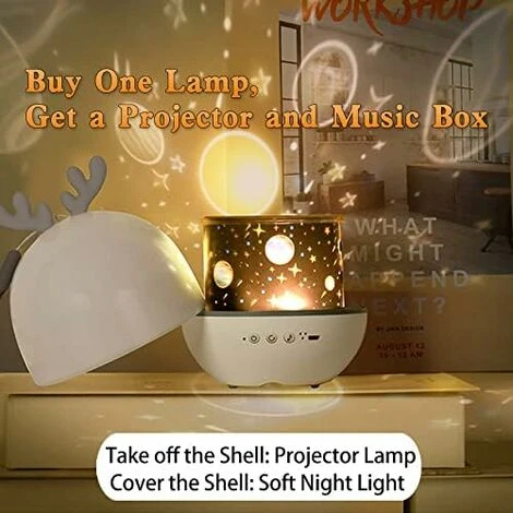 GDRHVFD Bébé Veilleuse Projecteur, Led Enfant Veilleuse Musicale Et Lumineuse 360°Rotation, Avec 8 Musique 6 Films Thème, Lampe De Projecteur Étoiles À Télécommande Usb 4 GDRHVFD Bébé Veilleuse Projecteur, Led Enfant Veilleuse Musicale Et Lumineuse 360°Rotation, Avec 8 Musique 6 Films Thème, Lampe De Projecteur Étoiles À Télécommande Usb – Image 4