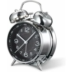 Réveil Fort Pour Gros Dormeurs 10,2 Cm Silencieux Rétroéclairé à Quartz Sans Tic-tac Double Cloche (noir)