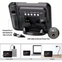 Réveil à Projection Réveil à Projection Au Plafond Réveil Numérique Réveil à Projection Réveil Numérique à LED Avec Station De Temps LCD Température Et Date Chargement USB 12 Heures Et 24 Heures Chamb -EUROPALAMP Soldes Magasin 95475024 4