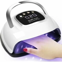 UV Gel Nail Lamp, 220W LKE Nail Gel Lamp With Handle, 4 Timer, HD LCD Display, Detachable Base, UV LED Nail Art Machine For All Gels, Nail Dryers And UV Lamps