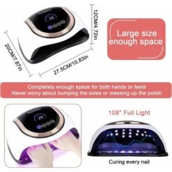 Lampe UV Sèche Ongles,180W UV LED Séchoir à Ongles Professionnel Automatique, 4 Minuteries 30/60/90/120S, Grand LCD Ecran, Base Aimant Démontable, Pour Vernis Semi Permanent -EUROPALAMP Soldes Magasin 95790192 3