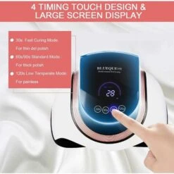 Lampe UV Sèche Ongles,180W UV LED Séchoir à Ongles Professionnel Automatique, 4 Minuteries 30/60/90/120S, Grand LCD Ecran, Base Aimant Démontable, Pour Vernis Semi Permanent -EUROPALAMP Soldes Magasin 95790192 5