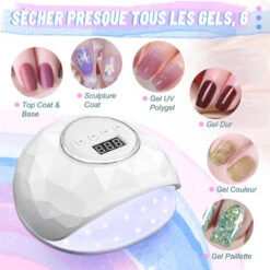 Lampe UV Sèche Ongles, 86W UV LED Séchoir à Ongles Professionnel Automatique Pour Vernis Semi Permanent,Main Et Pieds,Séchage Rapide 4 Minutries 10/30/60/99s,LCD Ecran,Base Amovible -EUROPALAMP Soldes Magasin 95919672 4