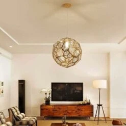 Lustre En Acier Inoxydable, Plafonnier Moderne Minimaliste En Maille Métallique Polyédrique, Pour Salle à Manger, Salon, Chambre, Bar,Or,47cm -EUROPALAMP Soldes Magasin 95935052 3