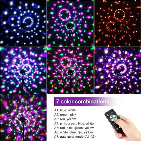 Boule De Disco à Led 360 Rotative Avec Télécommande, 7 Couleurs Rgb, Effets De Lumière Dynamiques Pour La Fête, L'Halloween, Les Enfants 2 Boule De Disco à Led 360 Rotative Avec Télécommande, 7 Couleurs Rgb, Effets De Lumière Dynamiques Pour La Fête, L'Halloween, Les Enfants – Image 2