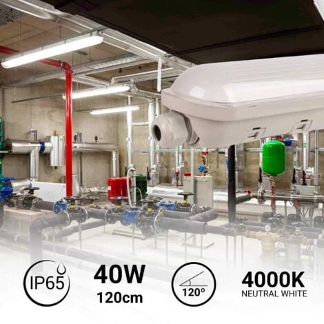 Réglette étanche LED Traversante 40W 120cm 5200lm 4000K Blanc Neutre 2 Réglette étanche LED Traversante 40W 120cm 5200lm 4000K Blanc Neutre – Image 2