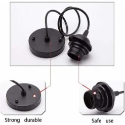 4 Pièces Kit De Lustre VintagePorte Lampe E27 Edison Vintage Avec Câble De 100mm Pour Suspension Ampoule (Noir) -EUROPALAMP Soldes Magasin 96341644 5