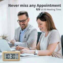 Réveil Numérique En Bois, Au-dessus De L'horloge Réveil LED Horloge Numérique Sans Tic Avec Affichage De La Date, Température, Fonction Snooze, Horloge Numérique Alimentée Par Piles [Nécessite 3 Piles -EUROPALAMP Soldes Magasin 96358487 5