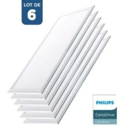 Pack De 6 Panneaux LED Slim 120X30 Cm - Driver Philips - 44W - UGR19 Blanc Chaud