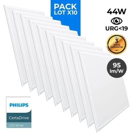 Pack 10 Panneaux Slim LED 600x600x15 44W UGR19 Philips Driver Blanc Neutre 1 Pack 10 Panneaux Slim LED 600x600x15 44W UGR19 Philips Driver Blanc Neutre
