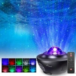 Lampe Projecteur LED Étoile, Projecteur De Veilleuse Rotatif Avec 21 Modes & Télécommande & Timer & Enceinte & Bluetooth Projecteur De Lumière Plafond Étoile Océan Decoration