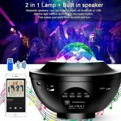 Lampe Projecteur LED Étoile, Projecteur De Veilleuse Rotatif Avec 21 Modes & Télécommande & Timer & Enceinte & Bluetooth Projecteur De Lumière Plafond Étoile Océan Decoration -EUROPALAMP Soldes Magasin 97195540 4