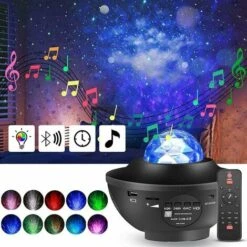Lampe Projecteur LED Étoile, Projecteur De Veilleuse Rotatif Avec 21 Modes & Télécommande & Timer & Enceinte & Bluetooth Projecteur De Lumière Plafond Étoile Océan Decoration -EUROPALAMP Soldes Magasin 97195540 5
