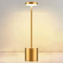 Lampe De Table Sans Fil, Batterie Rechargeable 6000 MAh, 2 Niveaux De Luminosité, Lampe De Chevet En Métal, Pour Salon, Chambre à Coucher, Bureau, Studio (doré)
