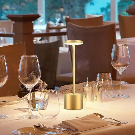 Lampe De Table Sans Fil, Batterie Rechargeable 6000 MAh, 2 Niveaux De Luminosité, Lampe De Chevet En Métal, Pour Salon, Chambre à Coucher, Bureau, Studio (doré) 4 Lampe De Table Sans Fil, Batterie Rechargeable 6000 MAh, 2 Niveaux De Luminosité, Lampe De Chevet En Métal, Pour Salon, Chambre à Coucher, Bureau, Studio (doré) – Image 4