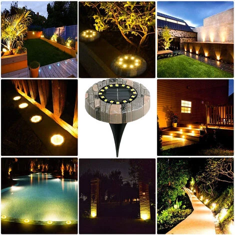 4pcs IP65 étanche Résine Solaire Lumières Jardin 16LED Blanc Chaud Paysage éclairage LED Encastré Spot Solaire Extérieur Pour Cour Allée Pelouse 3 4pcs IP65 étanche Résine Solaire Lumières Jardin 16LED Blanc Chaud Paysage éclairage LED Encastré Spot Solaire Extérieur Pour Cour Allée Pelouse – Image 3