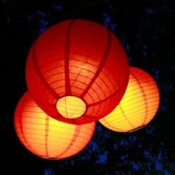 12x Lanterne Papier 30 Cm Rouge - Suspension Boule Papier 30 Cm (12'') Type Lanterne Japonaise Pour Decoration Mariage - 12 Pièces - Le Must De La Gamme De Lampions Papier -EUROPALAMP Soldes Magasin 97742795 4