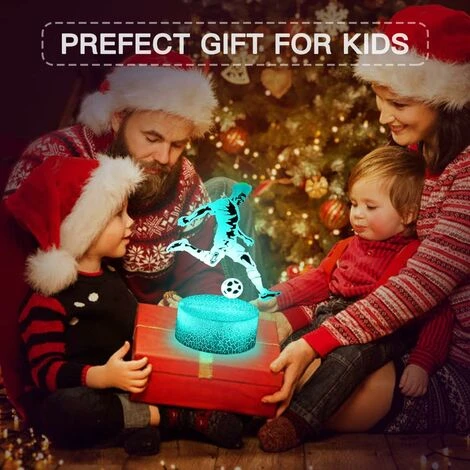 Veilleuse 3D Football Avec Base En Hêtre Avec 16 Lumières Fantômes LED à Changement De Couleur Et Télécommande, Décoration De Chambre, Anniversaire, Cadeau De Noël Pour Enfants 3 Veilleuse 3D Football Avec Base En Hêtre Avec 16 Lumières Fantômes LED à Changement De Couleur Et Télécommande, Décoration De Chambre, Anniversaire, Cadeau De Noël Pour Enfants – Image 3