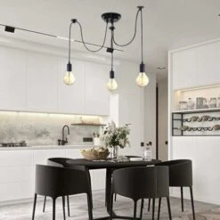 Éclairage Suspendu Edison 2Mètres Réglable Plafonnier Araignée Lumière Métal Fil Cage Pendentif Éclairage Lustre Moderne Industriel Lumière Lumineuse (Ampoule NON INCLUS) (3 Bras) -EUROPALAMP Soldes Magasin 99373426 4