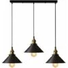 Suspension Industrielle Vintage Luminaire Abat-jour 22cm , Rétro Lustre En Métal Fer Lampe Plafonnier Corde Ajustable ,E27 Noir