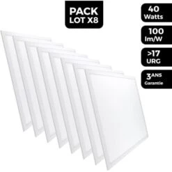 EUROPALAMP Dalle LED 600x600 40W Lot De 8 Pcs Blanc Neutre 4000k Haute Luminosité